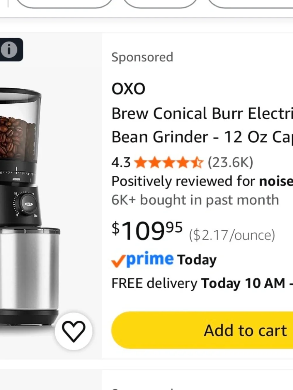OXO Conical Burr Coffee Grinder